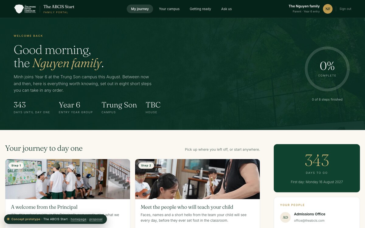 Family Portal prototype